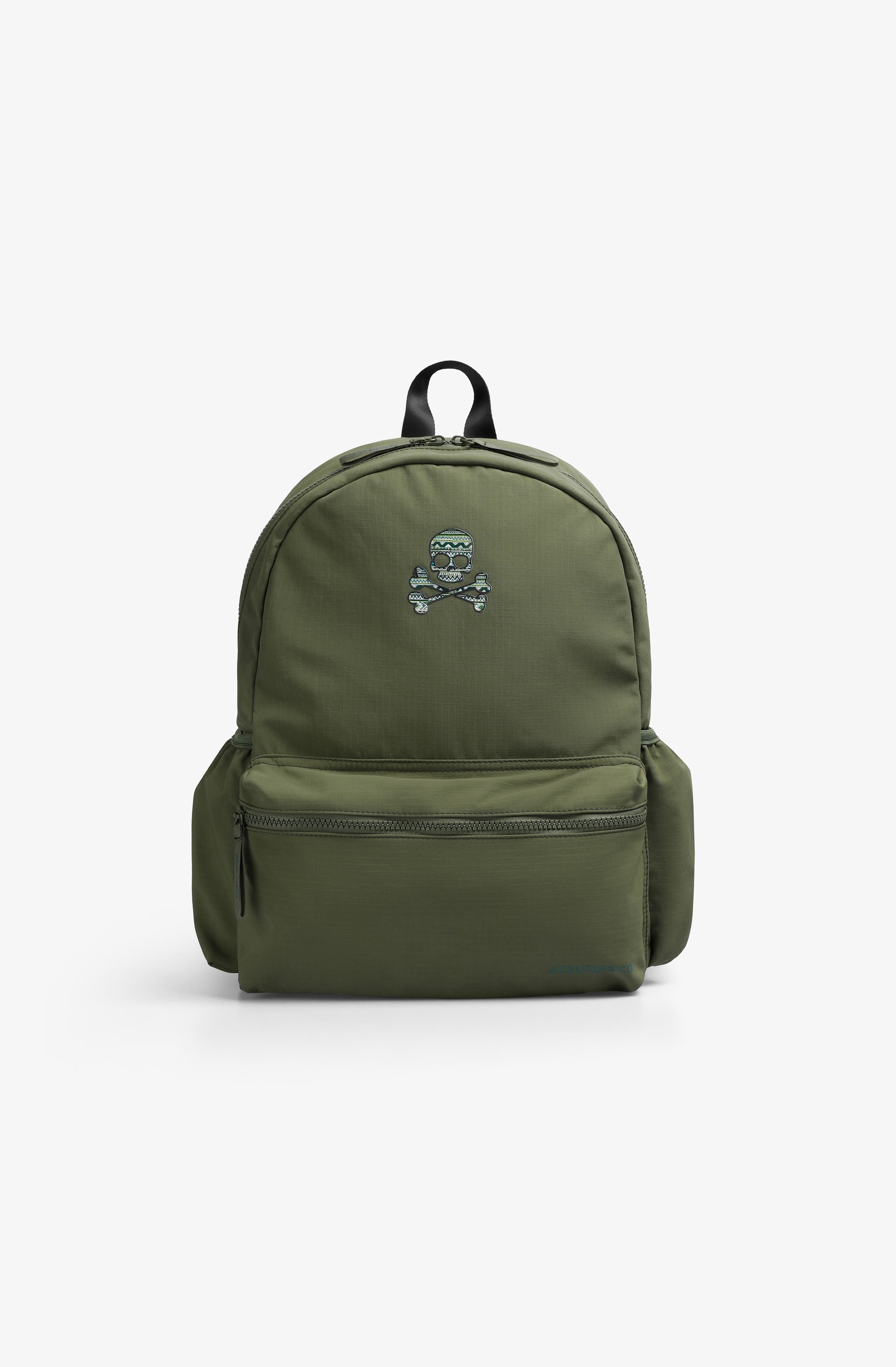 Scalpers Patch Backpack Bag Kids, Main, color, Olive