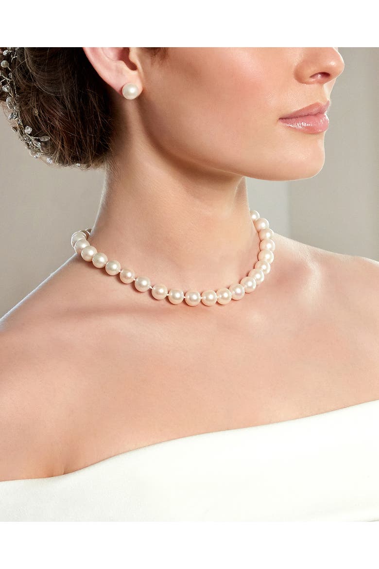 10-10.5mm Japanese Akoya White Pearl Necklace - AAA Quality, Main, color, Yellow Gold Clasp