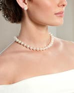 The Pearl Source 10-10.5mm Japanese Akoya White Pearl Necklace - AAA Quality