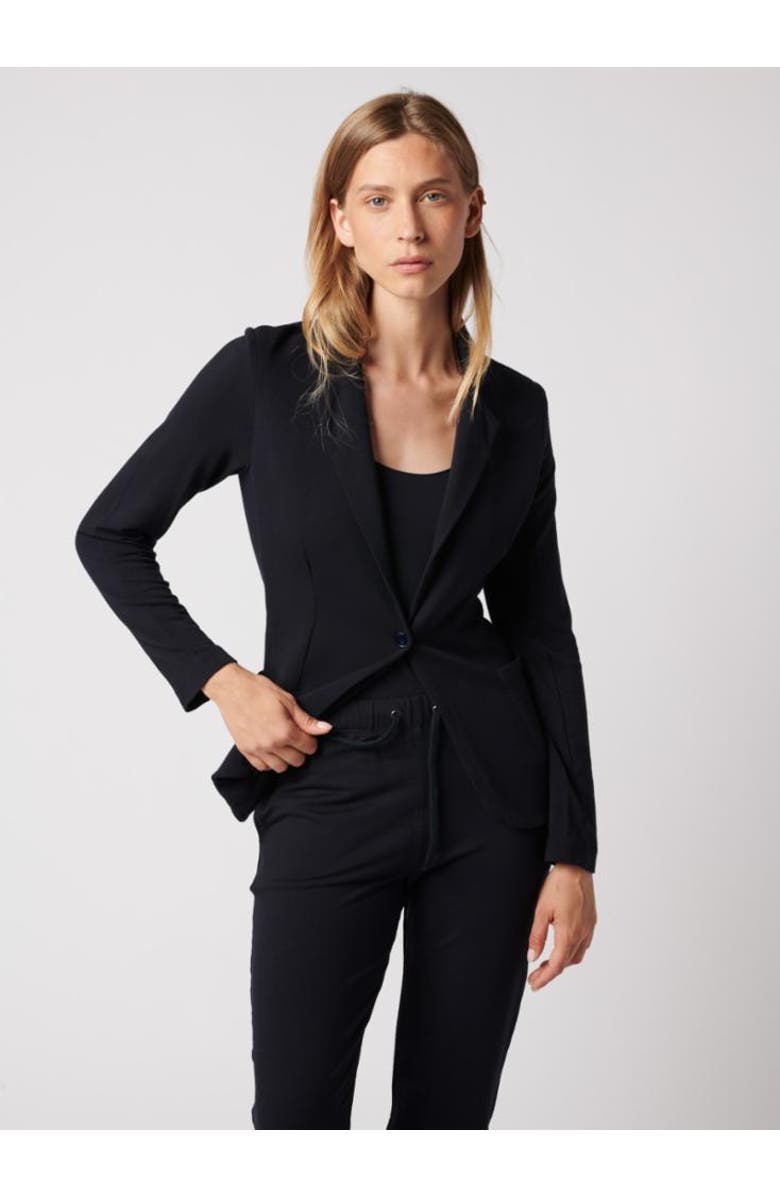 Majestic Filatures Soft Touch Metallic One Button Blazer, Main, color, Noir