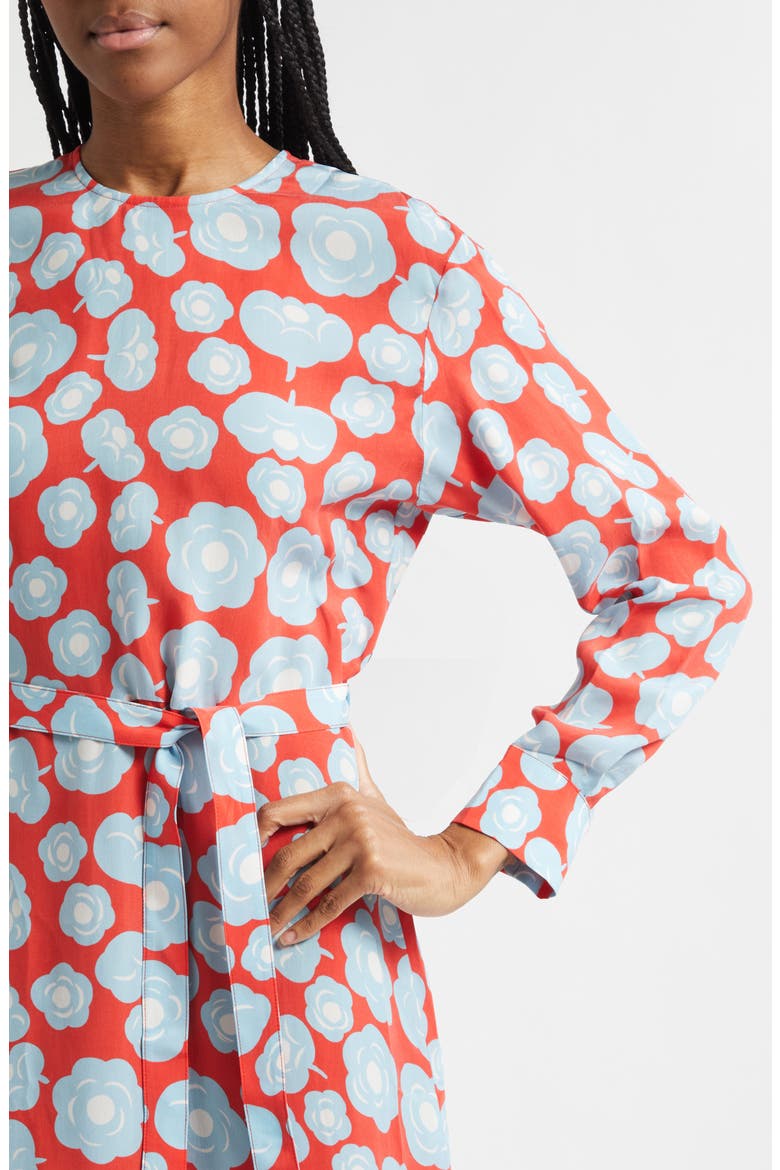 Combu Tumma Floral Long Sleeve Dress, Alternate, color, LIGHT BLUE RED OFF-WHITE