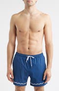 MAVRANS Blue Waves Embroidered Swim Trunks