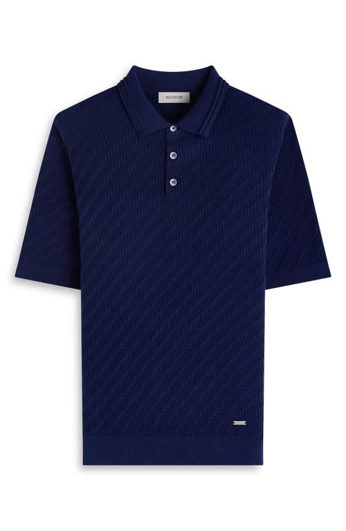 Bugatchi Basket Stitch Cotton Blend Polo Sweater