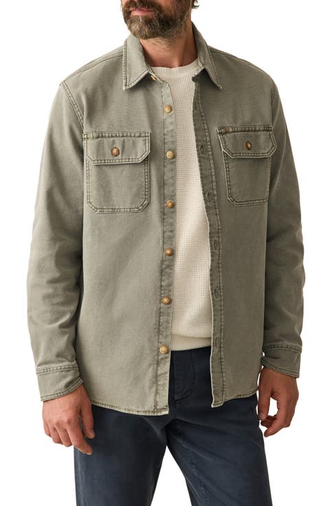 Sunwashed Stretch Canvas Button-Up Shirt Jacket
