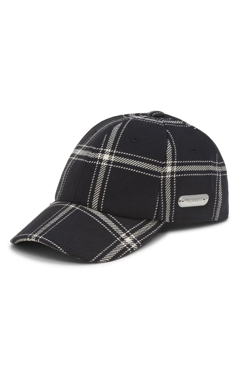McQueen Check Logo Plate Baseball Cap, Main, color, 