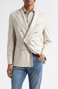 Eleventy Double Breasted Tan Knit Wool Blend Peak Lapel Sport Coat