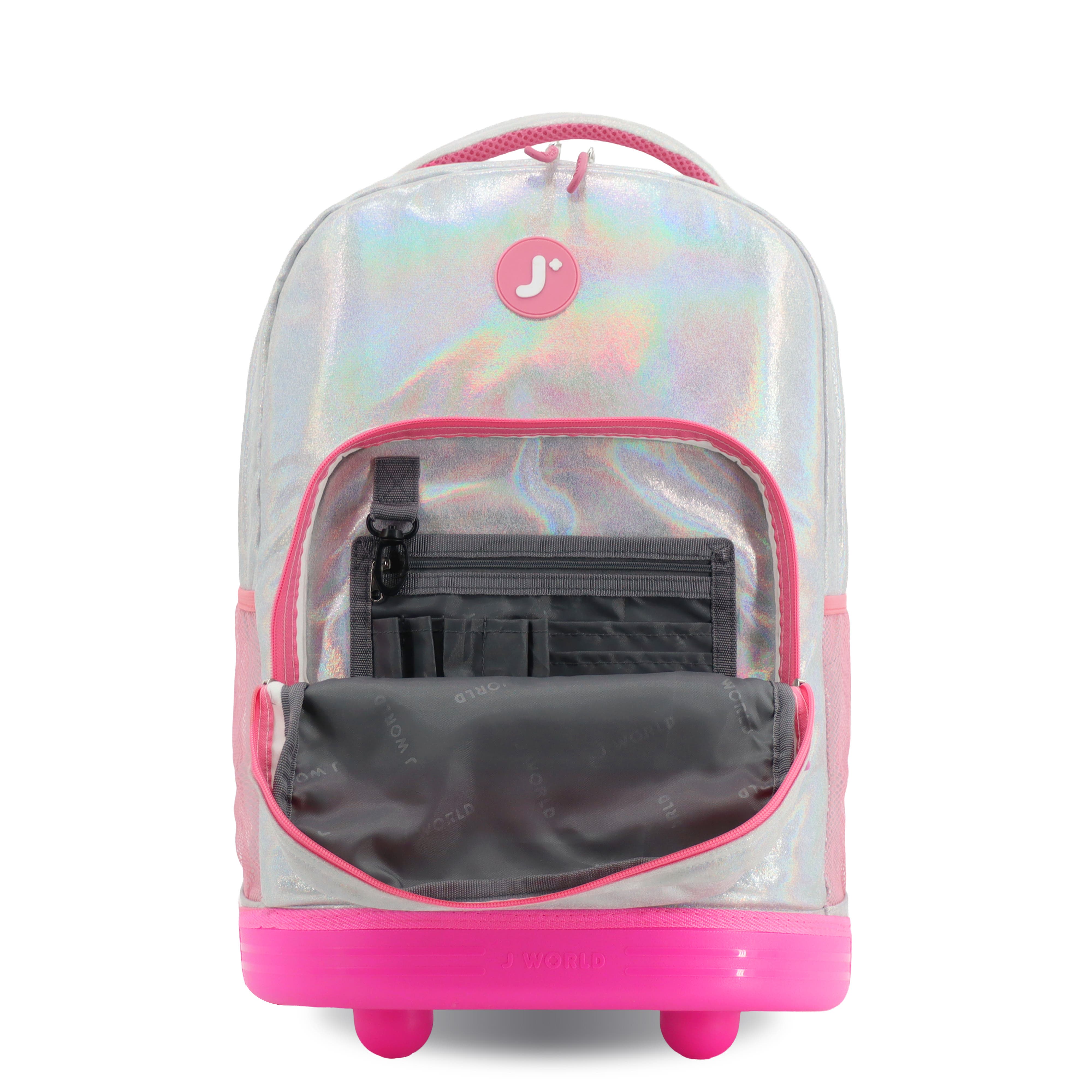 Sunrise 18" Kids Rolling Backpack, Alternate, color, Metallic Silver