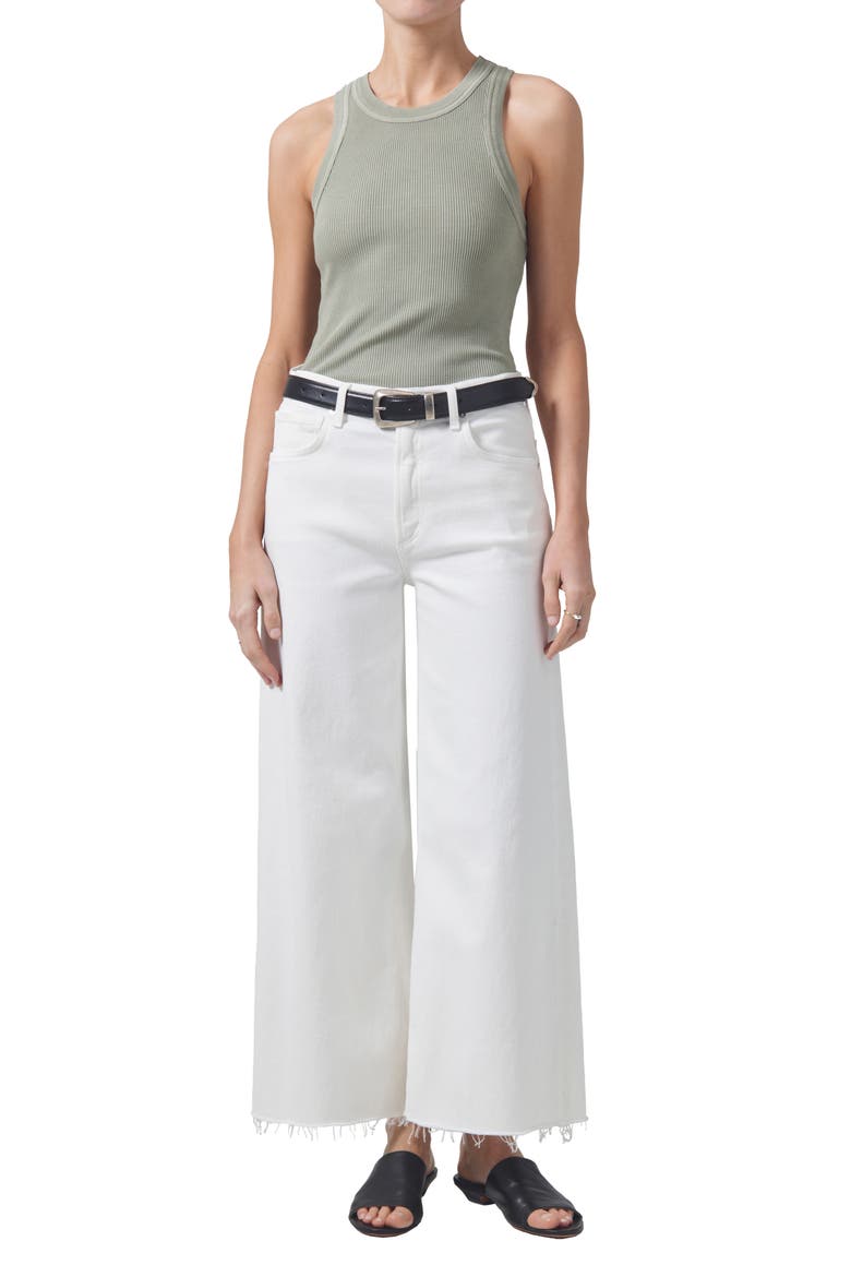 Lyra Raw Hem Ankle Wide Leg Jeans, Alternate, color, WHITE
