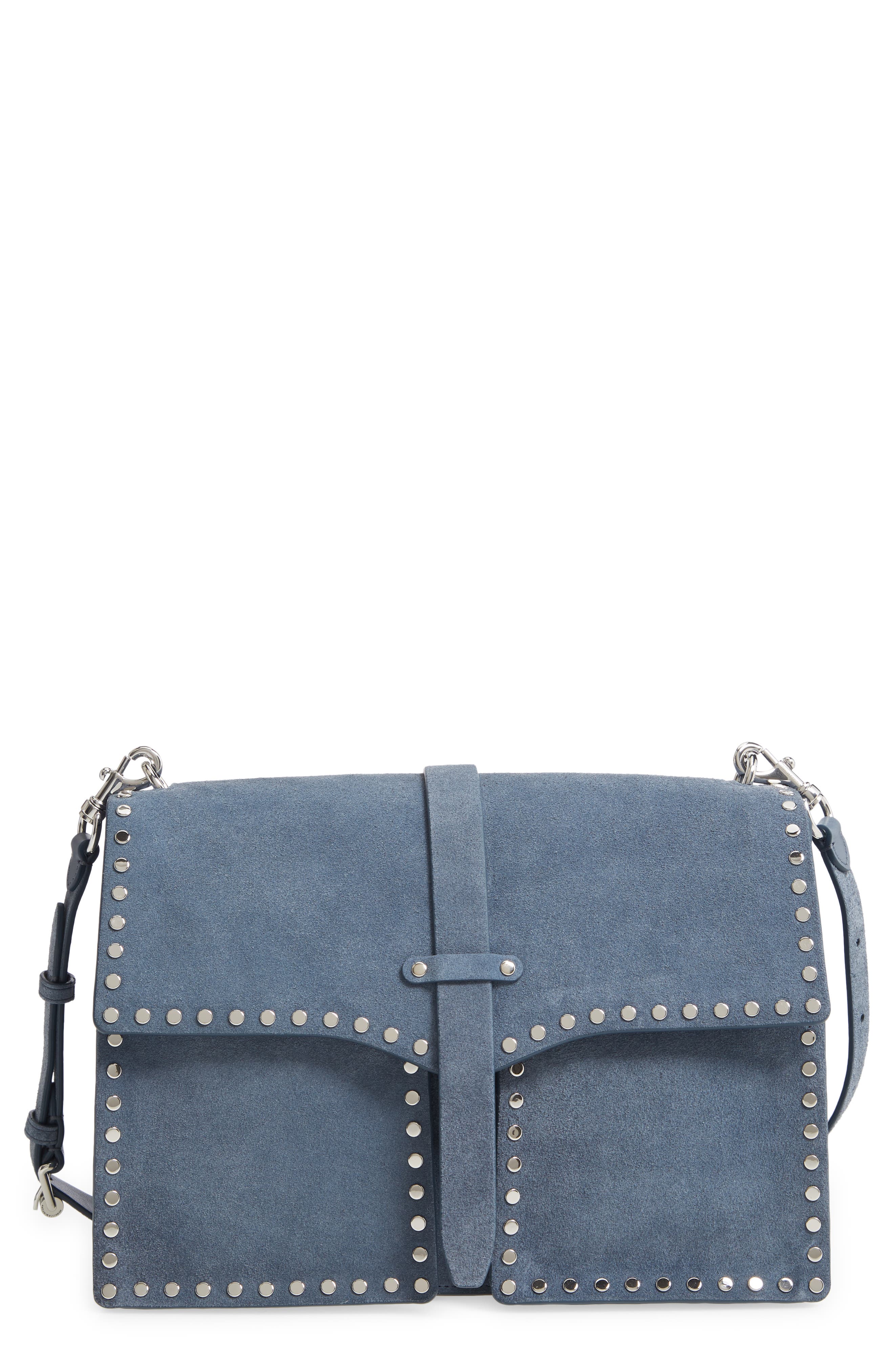 Studded Leather Shoulder Bag, Main, color, LUNA