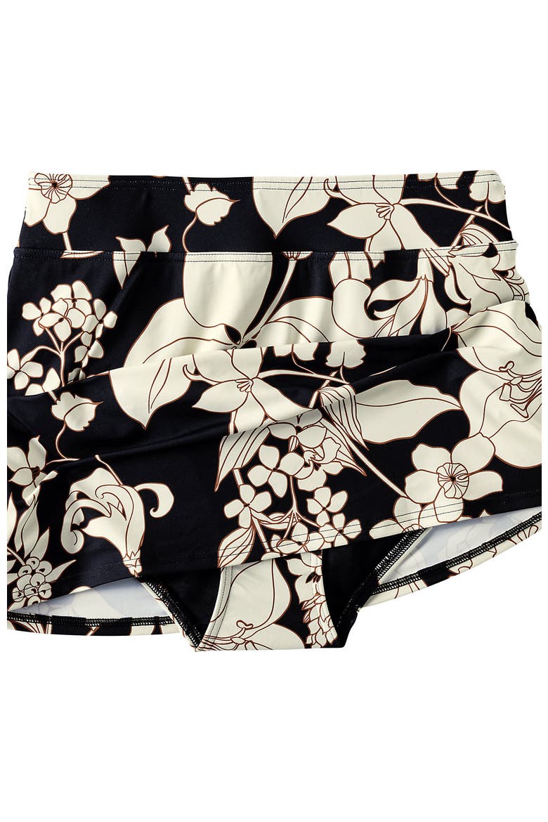 Plus Size Tummy Control Swim Skirt, Alternate, color, Black/Egret Lilies