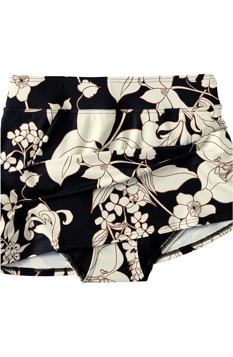 Lands' End Plus Size Tummy Control Swim Skirt, Alternate, color, Black/Egret Lilies