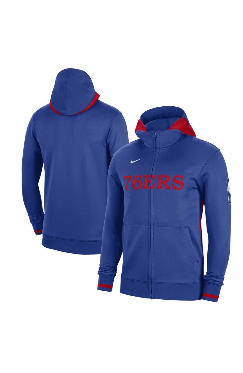 Nike Men's Nike Royal Philadelphia 76ers Authentic Showtime Performance Full-Zip Hoodie, Main, color, Royal