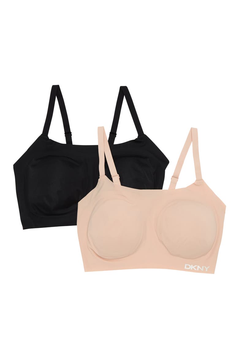 2-Pack Laser Cut Scoop Bralettes, Main, color, BLACK/ SAND