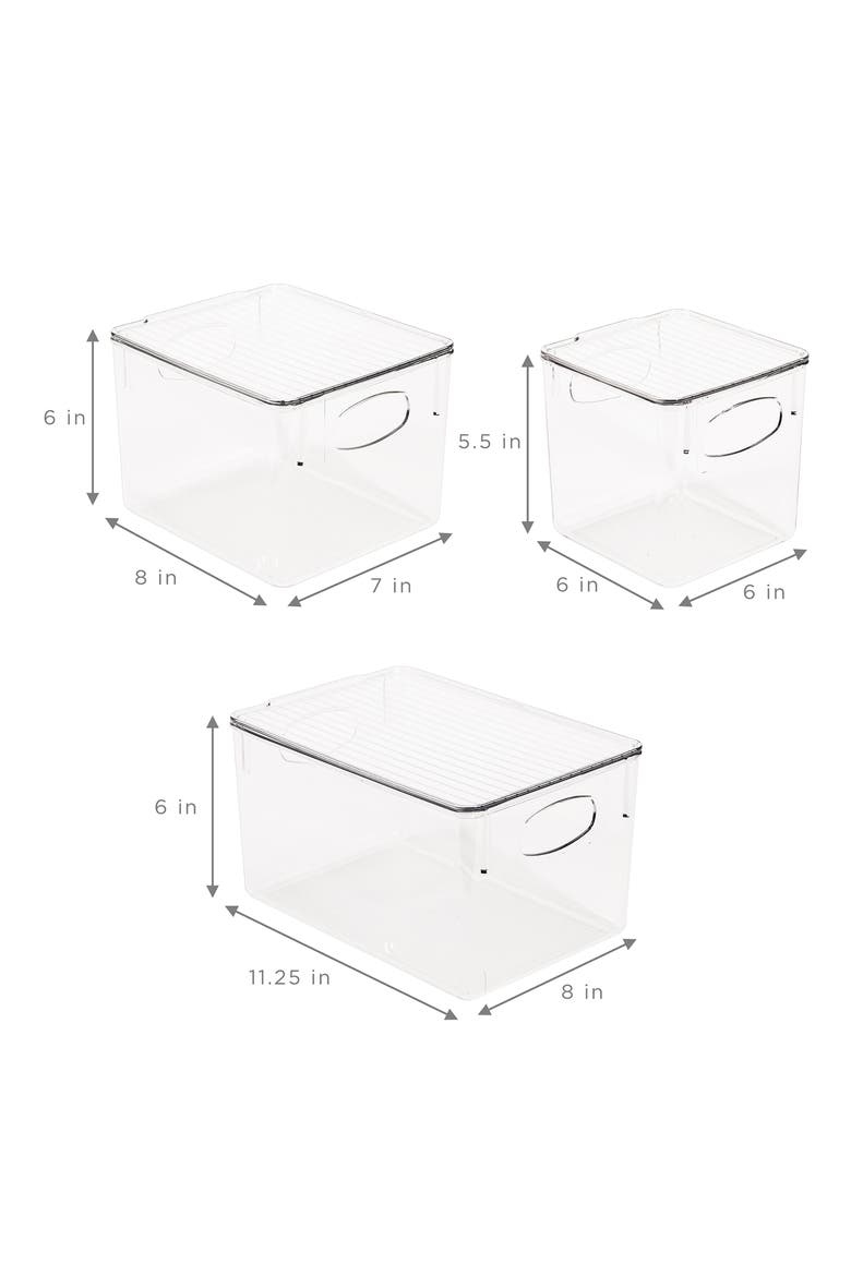 Clear Lidded Bin Set, Alternate, color, CLEAR