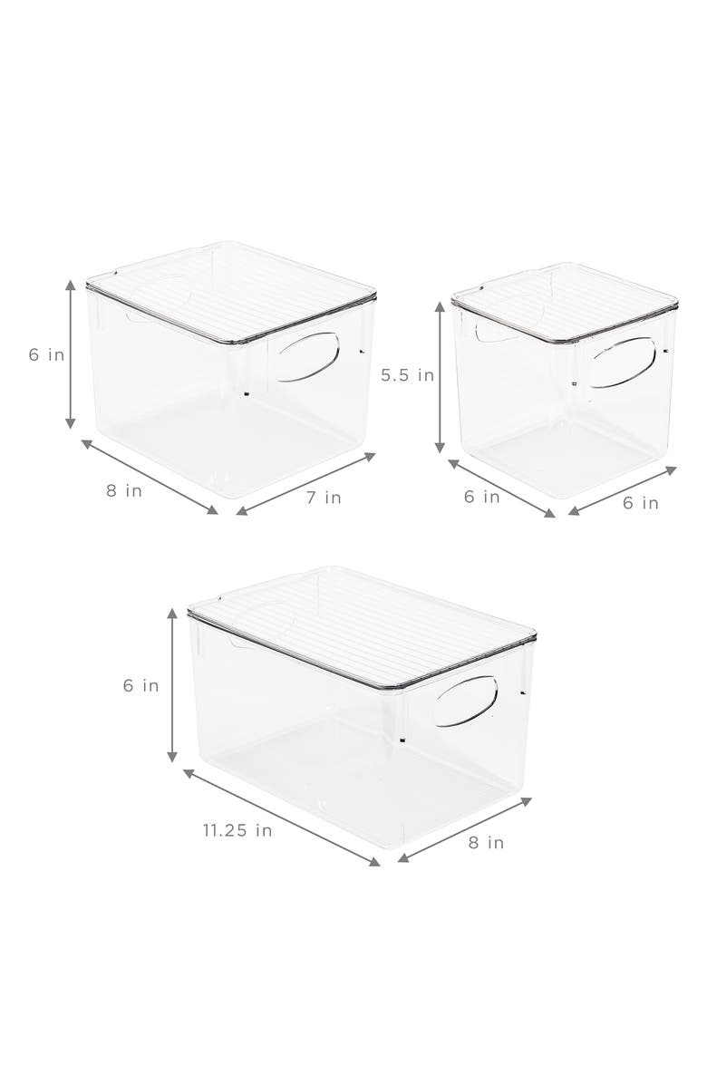 SORBUS Clear Lidded Bin Set, Alternate, color, Clear