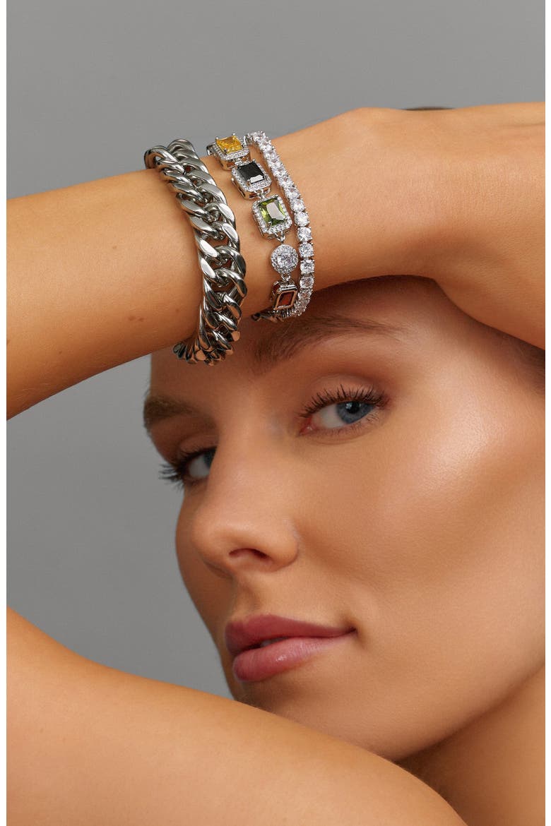 Chunky Cuban Chain Bracelet, Alternate, color, Silver