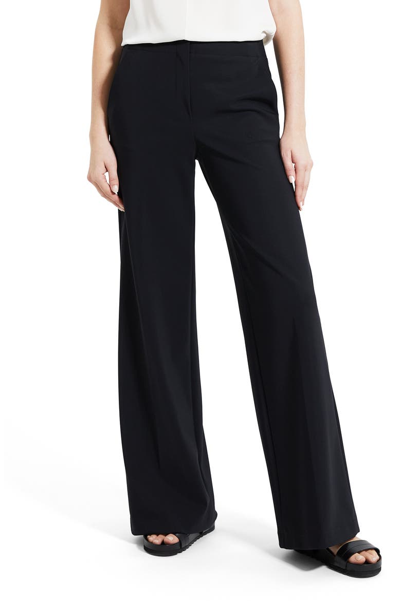 Clean Front Wide Leg Precision Ponte Knit Pants, Main, color, BLACK - 001
