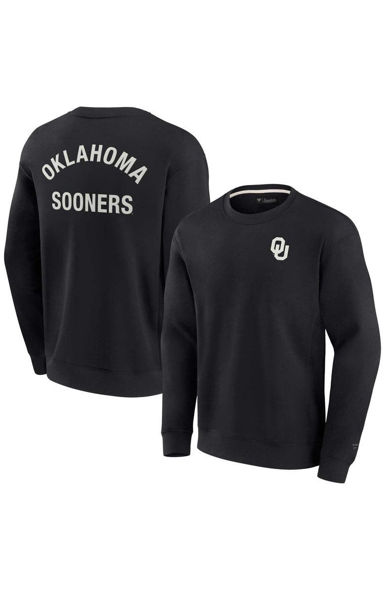 Fanatics Signature Unisex Fanatics Black Oklahoma Sooners Super Soft Pullover Crew Sweatshirt, Main, color, Black