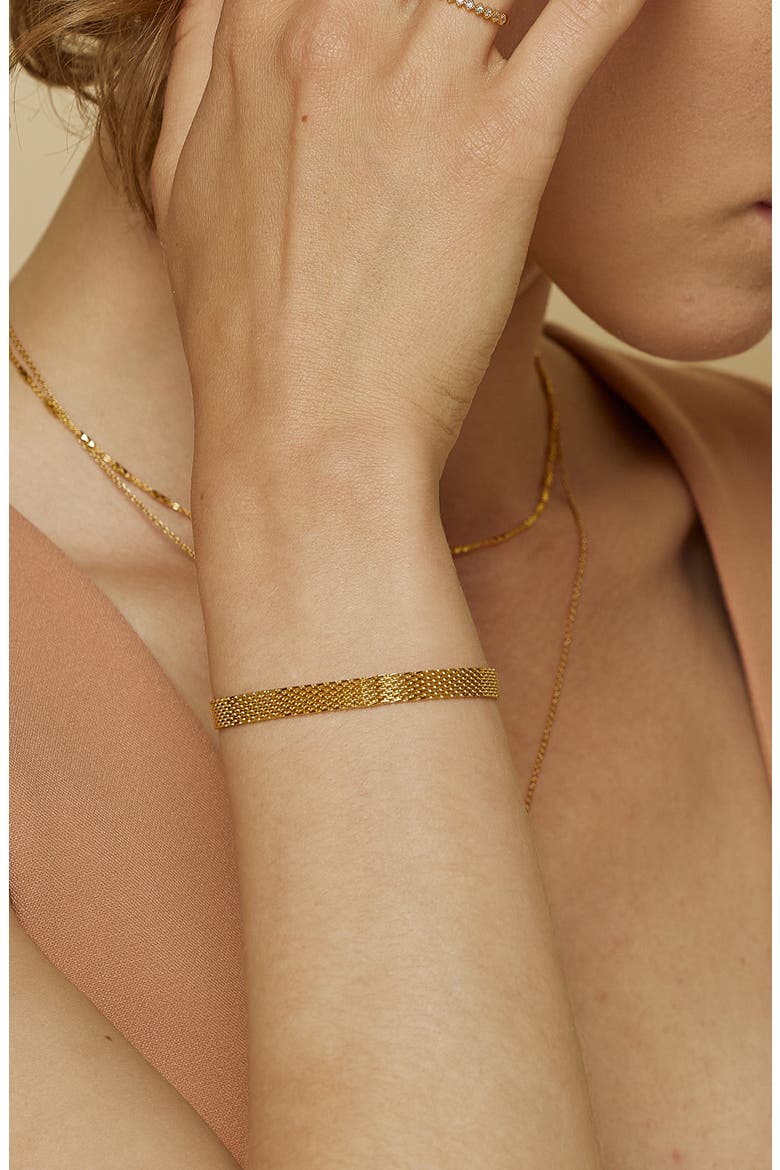 18k Gold Plated Sterling Silver Mash Chain Adjustable Bracelet Gift Idea, Alternate, color, Gold