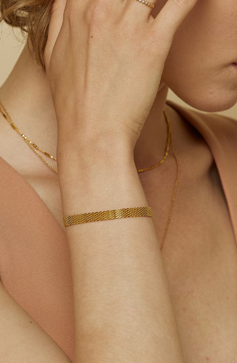 Bearfruit Jewelry 18k Gold Plated Sterling Silver Mash Chain Adjustable Bracelet Holiday Gift Idea, Alternate, color, Gold