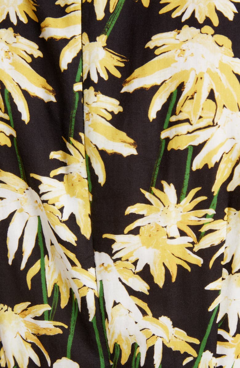 Loewe Daisy Print Gathered Cotton Midi Dress, Alternate, color,