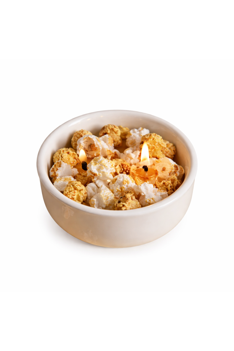 Popcorn Candle Bowl, Main, color, Buttery Yellow Popcorn