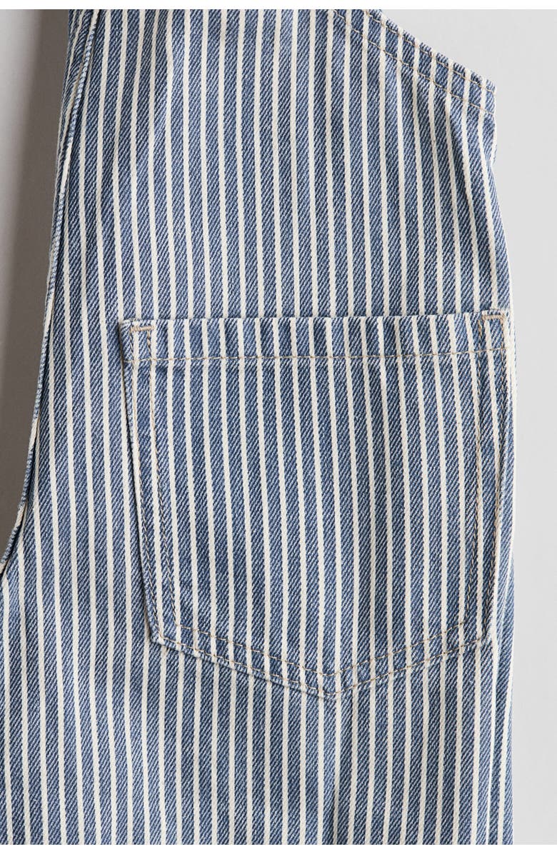 H&M Cotton Denim Dungaree Shorts, Alternate, color, Denim Blue/White Striped