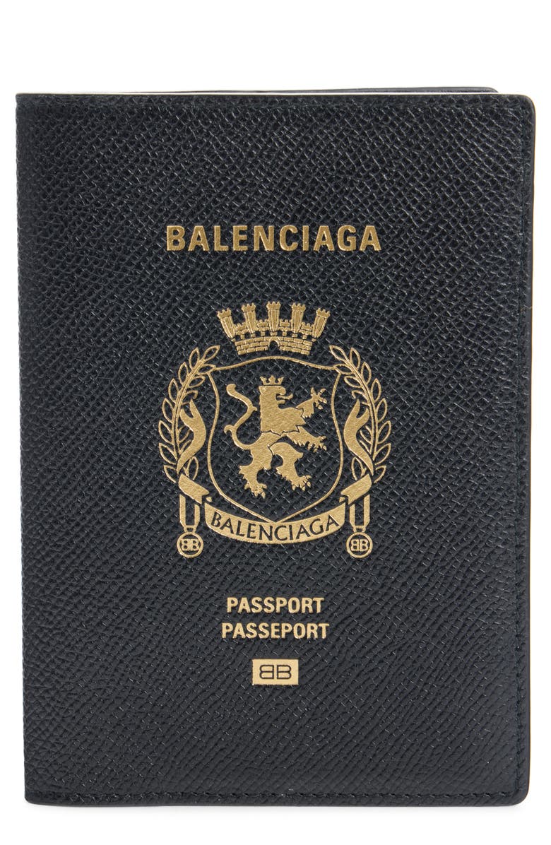 Balenciaga Passport Leather Vertical Bifold Wallet, Main, color, 1000 Black