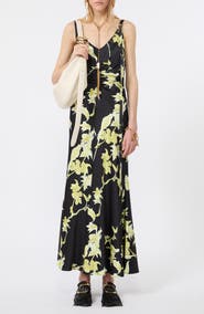 SPORTMAX Floral Stretch Satin Maxi Dress
