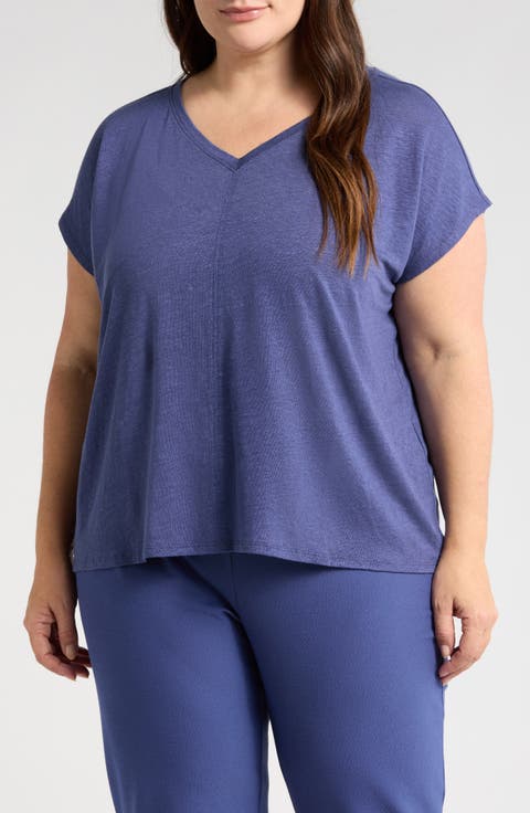 V-Neck Organic Linen T-Shirt (Plus)