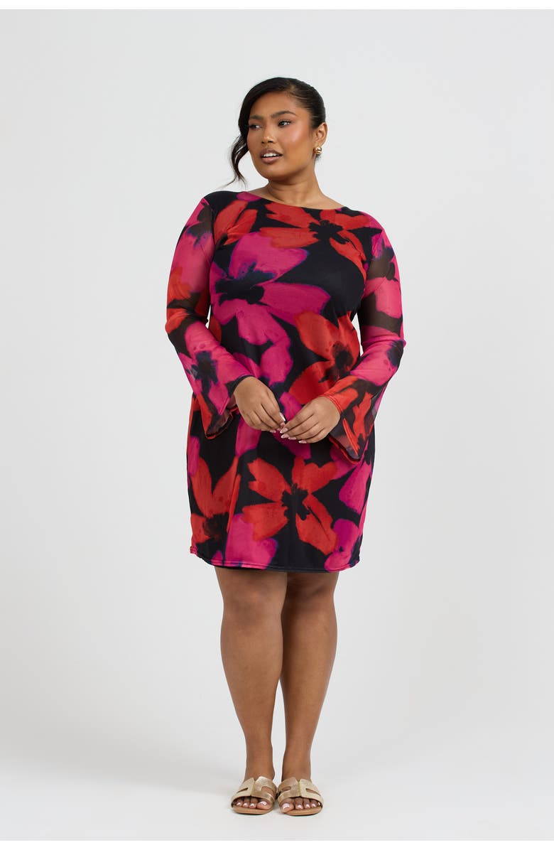 FASHION-SZN CURVE Bold Floral Print Mini Dress, Alternate, color, Pink