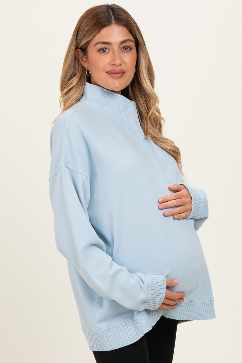 Blue Snap Collar Oversized Sweatshirt, Alternate, color, Light Blue