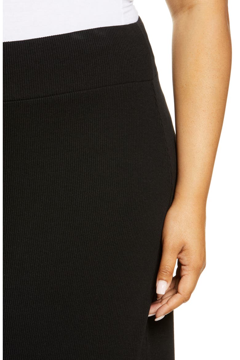 Ribbed A-Line Skirt, Alternate, color, BLACK