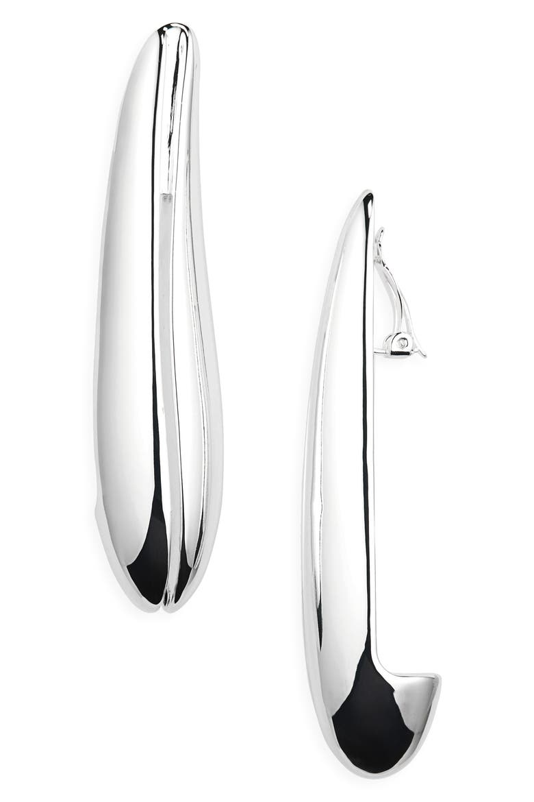 Elongated Wave Drop Clip-On Earrings, Alternate, color, LIGHT SILVER