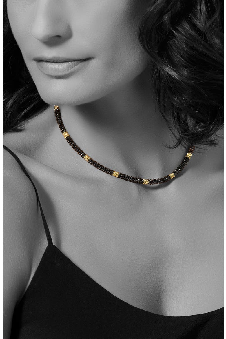 18K Gold & Black Caviar Bead Rope Necklace, Alternate, color, GOLD