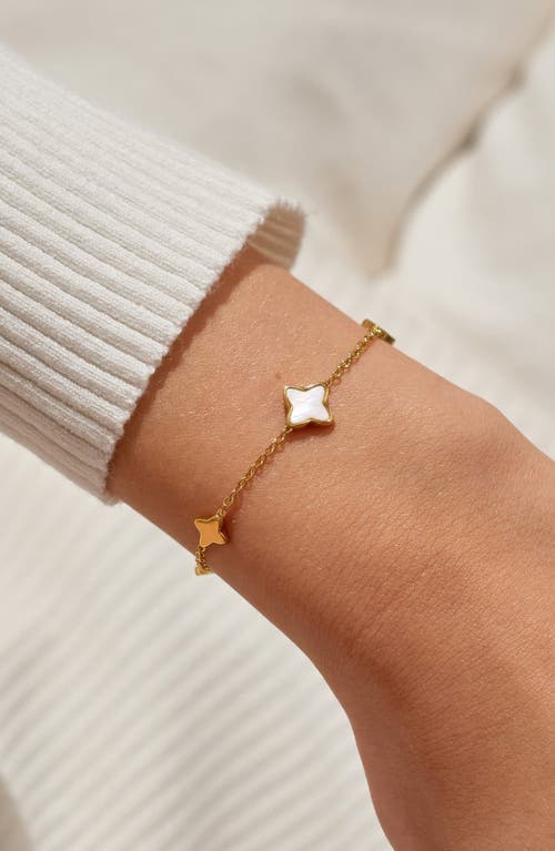 A Littles & Co. A Littles & Co Style Stories Mother Of Pearl Clover Bracelet In Gold-tone Plating In Gold