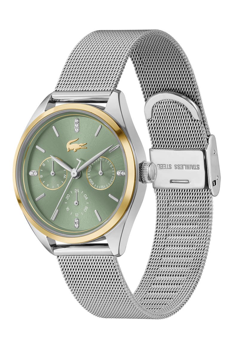 Atena Multifunction Mesh Strap Watch, 34mm, Alternate, color, SILVER