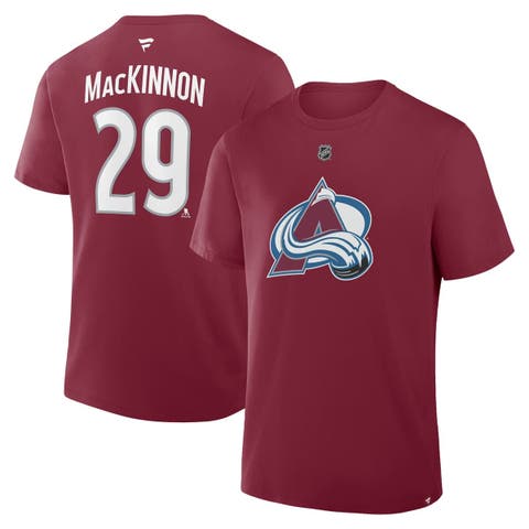 Men
s Fanatics Nathan MacKinnon Burgundy Colorado Avalanche Authentic Stack Name 
Number T-Shirt