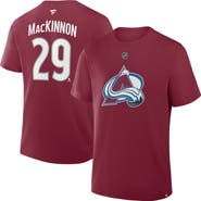 FANATICS Men's Fanatics Nathan MacKinnon Burgundy Colorado Avalanche Authentic Stack Name & Number T-Shirt