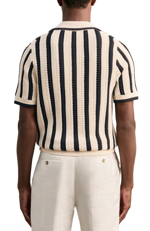 Reiss Duncan Texture Stripe Polo Sweater In Neutral
