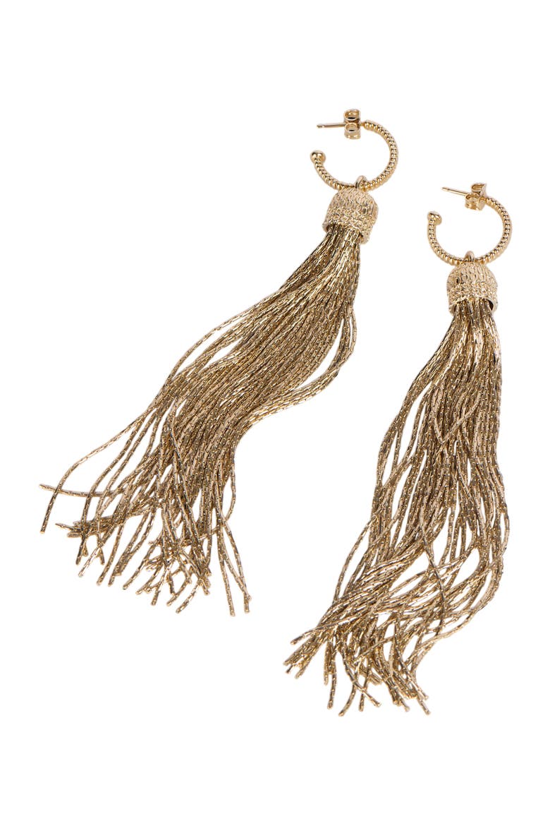 Brass Tassel Earrings, Alternate, color, gold