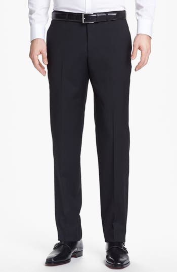 Hugo Boss Boss 'sharp' Slim Fit Flat Front Wool Trousers