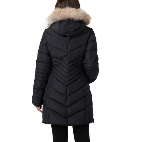 Pajar Queens Faux Fur Trim Chevron Quilt Mid Length Coat