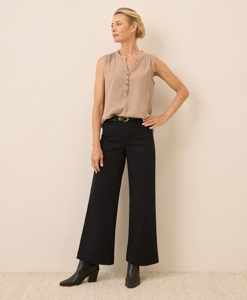 Pact Organic Cotton Stretch Twill Wide Leg Pant In Black
