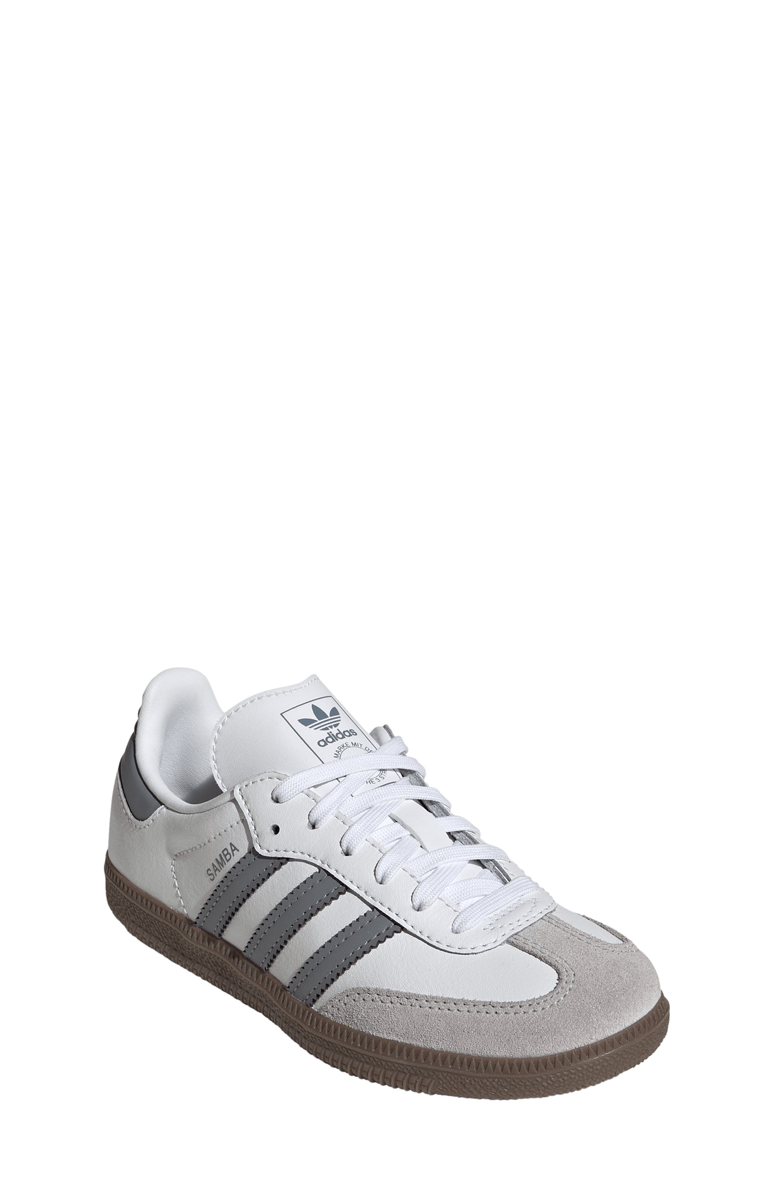 adidas Kids
 Samba OG Sneaker, Main, color, White/ Grey/ Gum