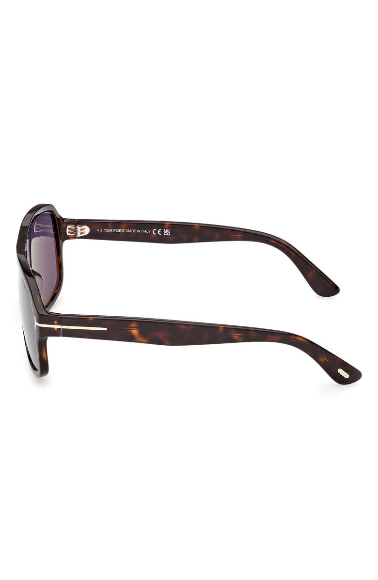 TOM FORD William 0-2 63mm Oversize Navigator Sunglasses, Alternate, color, Dark Havana / Blue
