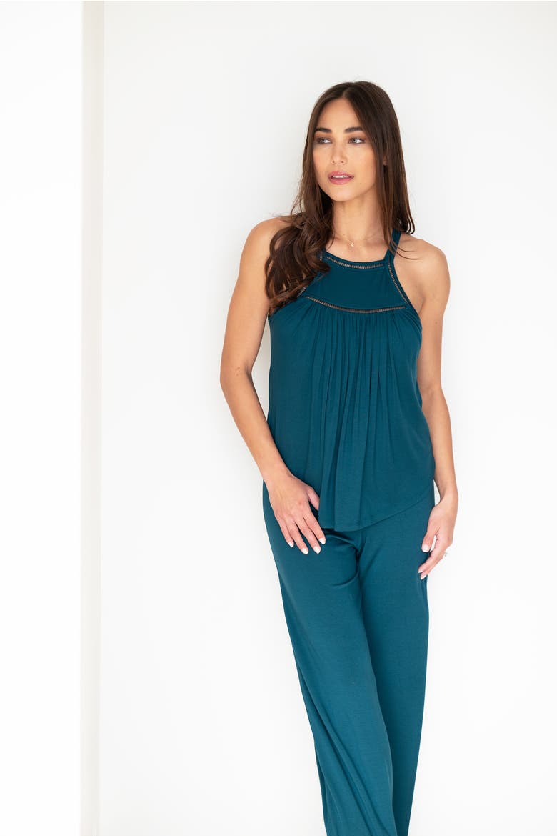 Wine Down Built-In Shelf Racerback Tank Lounge & Sleep Top, Alternate, color, Deep Teal