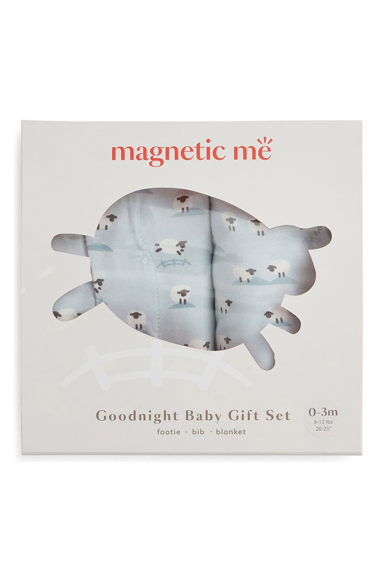 Baa Baa Baby Magnetic Footie, Bib & Blanket Gift Set, Alternate, color, BLUE