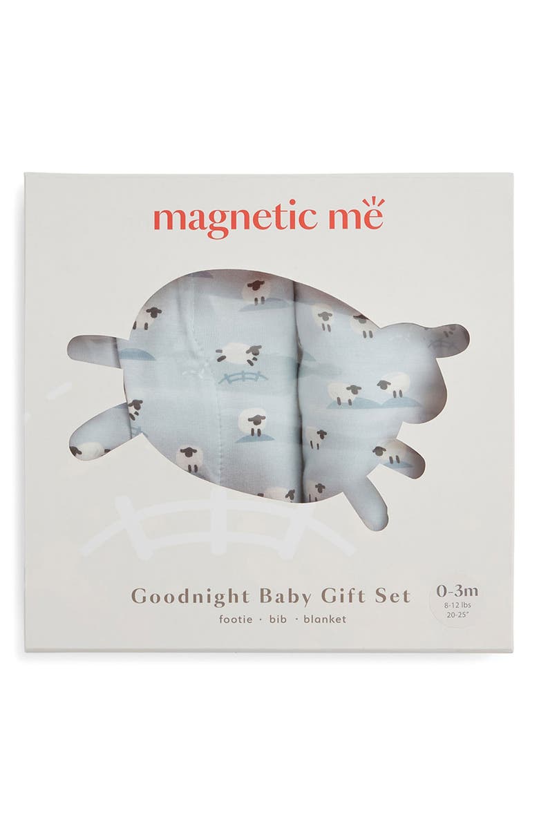 Magnetic Me Baa Baa Baby Magnetic Footie, Bib & Blanket Gift Set, Alternate, color, Blue
