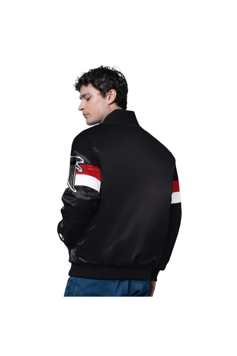 Men's Starter Black Atlanta Falcons Triple Option Satin Varsity Vintage Logo Full-Snap Jacket, Alternate, color, Black